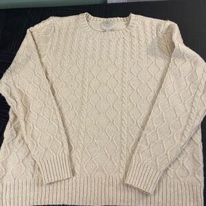 St. John's Bay Women's Cream Cable Knit Crewneck Sweater